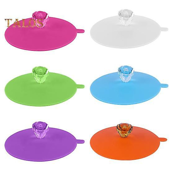 6 st. Koppslock, Värmebeständiga, Multifunktionella Silikonkoppslock med Strassknopp för Koppar, Muggar, Vinglas multicolor
