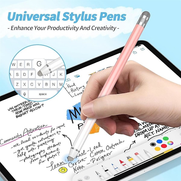 2 stk. Universelle Stylus Touch Penne, Høj Følsomhed Fiber Spidser, Passer Til / Tablet Og Alle Touchskærme