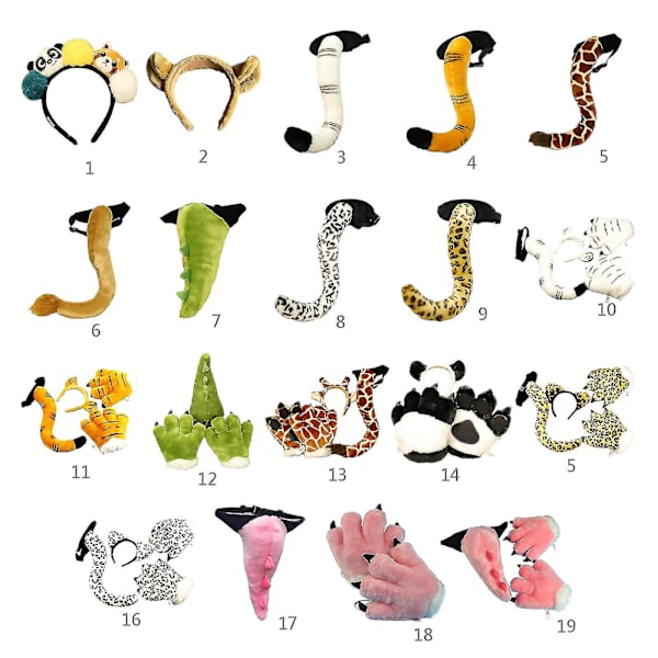 Anime Cosplay Kostume Dyrepote Plys Handsker Hale Søde Ører Hårbånd Voksen Børn BfB  [DmS] Snow Leopard Tail
