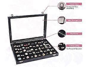 Ringhållare, Sammet Klart Lock 102 Fack Ring Organizer Förvaringslåda Displayfodral