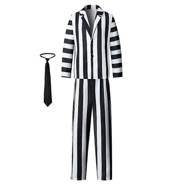 Galna Spöke Beetlejuice Partykläder Vuxna Halloween Karneval Maskeraddräkt Set 2XL