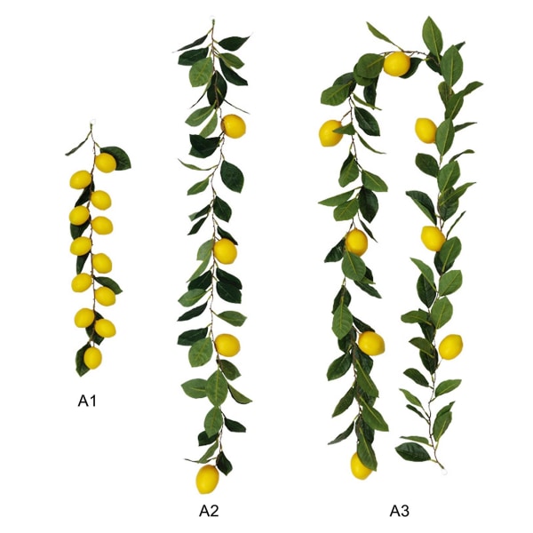 Kunstig citron guirlande til boligindretning - Realistisk frugtmodel rattan vinstok Yellow A1