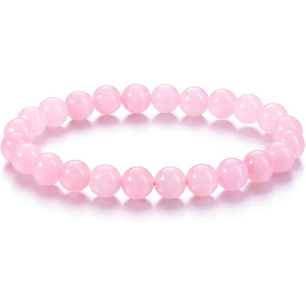 Helbredende Krystall Armbånd 8mm Naturlige Edelstensperler Armbånd for Kvinner Menn Energi Kvarts Krystall Stein Elastisk Armbånd for Hennes Julegave rose quartz