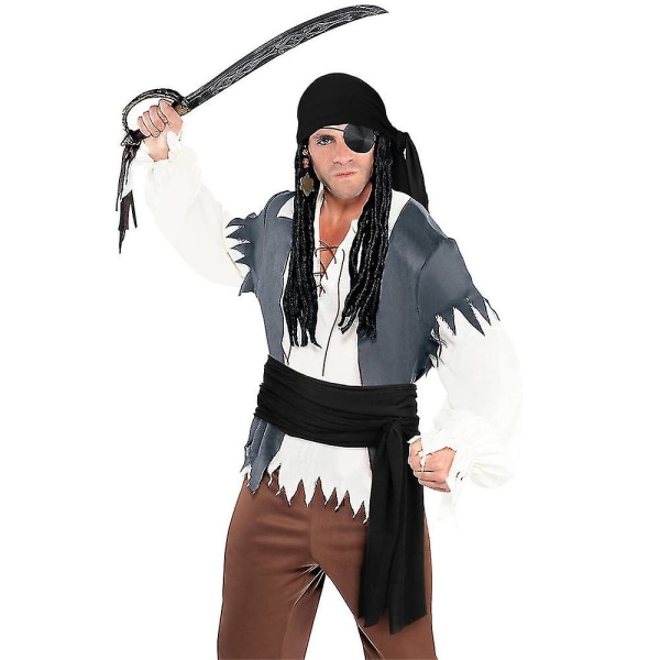 Piratdräkttillbehör Set Retro Durag Långsvansad Pirathatt Stor Sash Medeltida Renässans Tema Cosplay Klä Upp För HalloweenfestBY Black