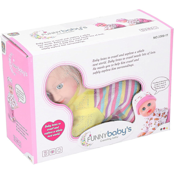 Krypende Dukke, Krypende Babydukke Krypende Leke Interaktivt Barnleke Latter Snakk Syng Krypende (11,5 tommer L Jente) - Ya 10in S Girl