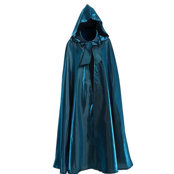 2023 Halloween Fest Cosplay Kvinde Mænd Voksen Lang Helt Heksekunst Kåbe Hætte Kappe Satin Rød Middelalderlig Green 150cm