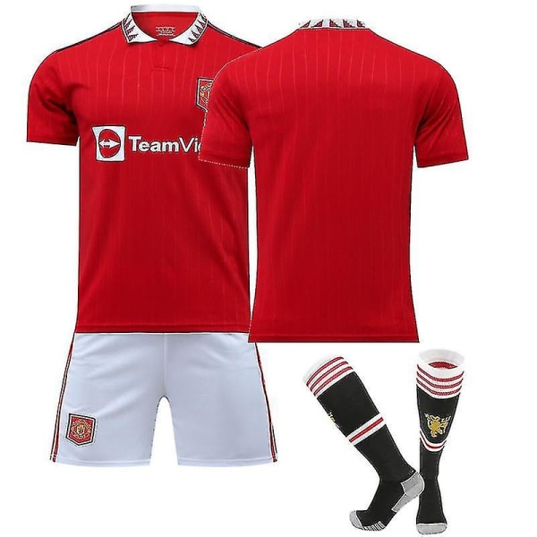 2022-2023 Uusi Manchester Unitedin jalkapallopaita-asut Aikuisten jalkapallopaita Harjoitus T-paita Shorts Puku Unnumbered Kids 20(110-120CM)