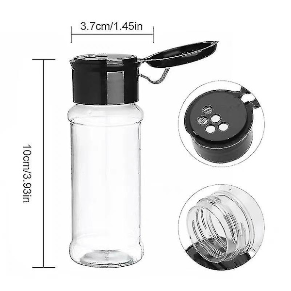 20-pack Plastkryddburkar, Transparenta Kryddburkar med Skakarlock och Etiketter, Tomma Plastkryddflaskor