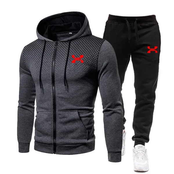 2023 Fashion Träningsoverall För Män Hoodie Fitness Gymkläder Män Löpset Sportkläder Jogger Herr Träningsoverall Vinterdräkt Sport Dark grey an R S