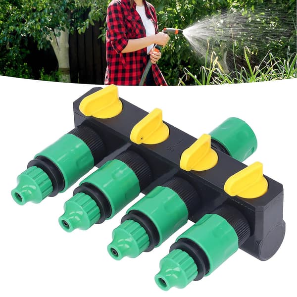 Vandslange Splitter ABS Materiale 4 Vejs Rustfrit Holdbar Havevanding Vandhane Splitter til Terrasse Gård [DB]
