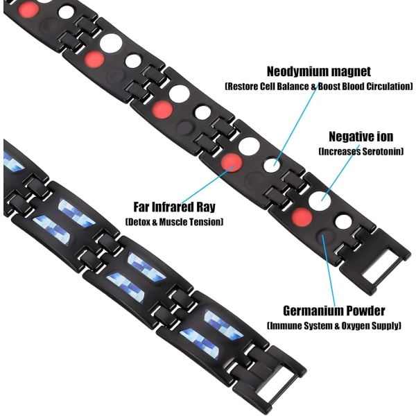 Titanium Power Magnetisk Armbånd, Carbon Blå Titanium Magnetisk Terapi Armbånd, Carbon Fiber, Lymfedrænage