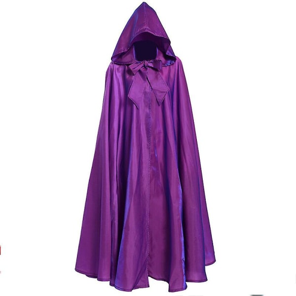 Halloween-juhlan Cosplay-asu Naiselle ja Miehelle Aikuinen Pitkä Sankarin Noitauuden Kaapu Huppu Viitta Satiini Punainen Keskiaikainen purple 100cm