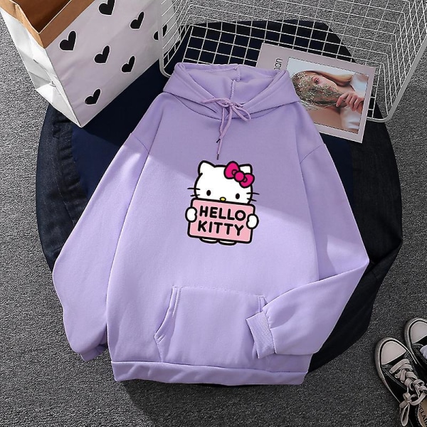 Cartoon Sanrio Hello Kitty Söt Kvinnlig Hoodie Koreanska Flickor Mode Tröja Vår Och Höst Modell Kläder Casual Långärmad pink XXXL