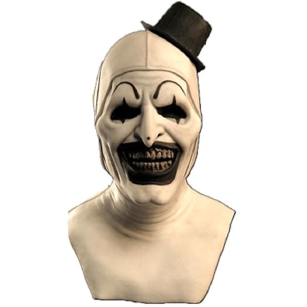 Clownmask Blodig Terrifier Konst Cosplay Läskig Horror Demon Ond Joker Hatt Latexhjälm Halloween Kostymrekvisita Fest White