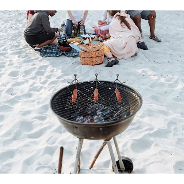 Pølsegriller i rustfritt stål, tremannspinnefigur-grill, morsom grillgave til pappa, menn - 1 stk