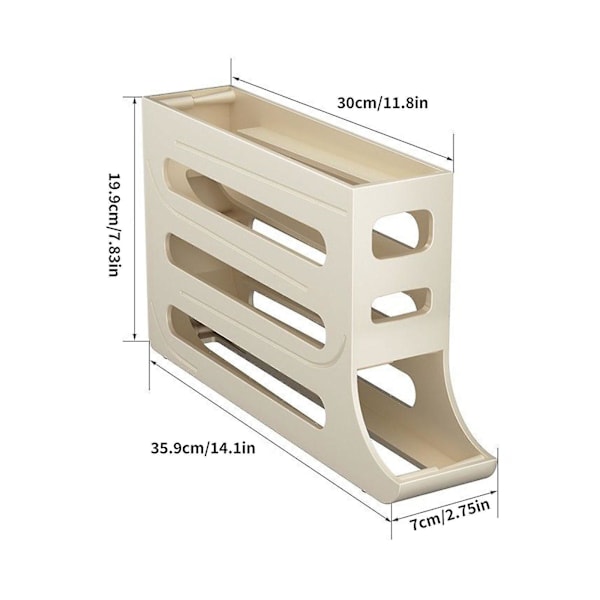 Äggdispenser Automatisk Rullande Äggställ Box Organiseringsställ Kylförvaring 30 ägg, Kampanj Creamy White