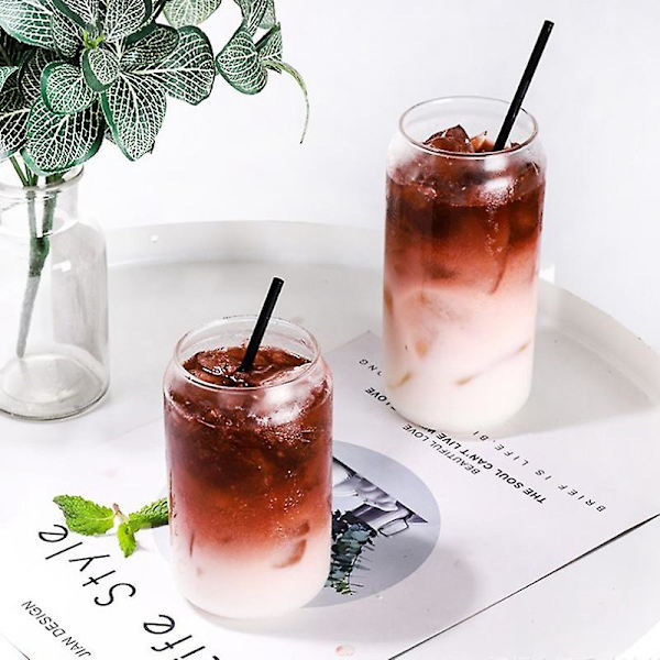 4-pack Glasburkar i Form av Ölburkar, Simpla Koppar för Vatten, Mjölk, Öl, Smoothies, Dessert, Cola, 4 transparent