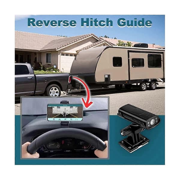 Bakkamera med Reverse Hitch Guide, Trådløs Bakkamera til Biler, HD Vandafvisende Nattesyn Reverse Hitch Guide, Velegnet