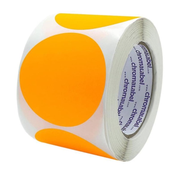 2 tum rund etikett, fluorescerande orange, permanent färgkodade prickklistermärken, 500 etiketter per rulle [DM]