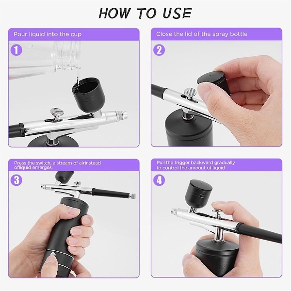 Airbrush-set med sladdlös laddningsbar kompressor, automatisk hantering av modellmålning, N [DB]