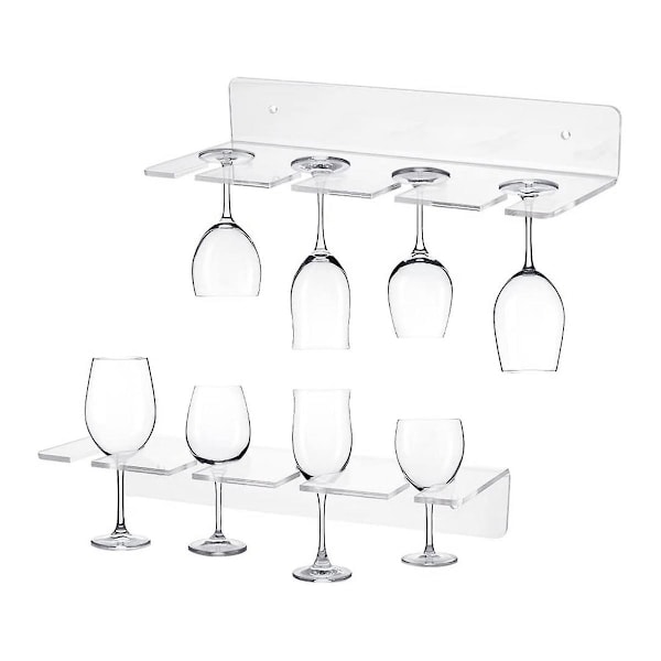 2 st. Akrylvinställ Väggmonterat Koppsställ Vin Glashängare Kökskåp Bar Transparent