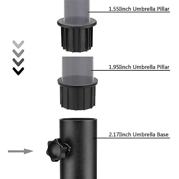 2 Sæt Udendørs Terrasseparasol Base Stativ Udskiftningsdele Parasol Base Beslag Hul Ring Prop Dæksel BY Black