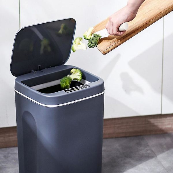 16L Automatisk Sensor Soptunna Induktionsavfallskorg Eco-Soptunna Hushållssoptunna - Blå blue