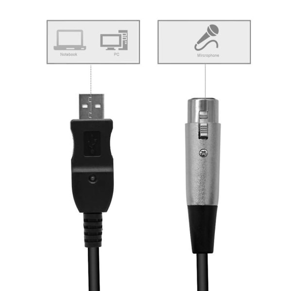 3m USB Hann til XLR Hunn Mikrofon USB Mic Link Kabel Nytt [DB]