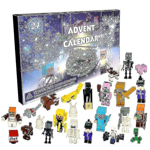 24 stk Adventskalender Minecraft Samlet Byggeklossleketøy Jul Halloween Lekegave Minifigursett Puslespillgaver Z