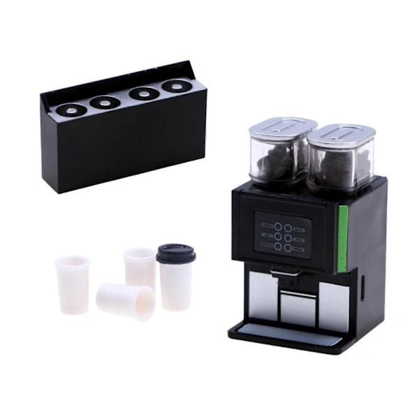 Dockskåp Mini Simulering Kaffemaskin Realistisk Fint Utförande Mat Leka Scen Rekvisita Matchande Modell Black