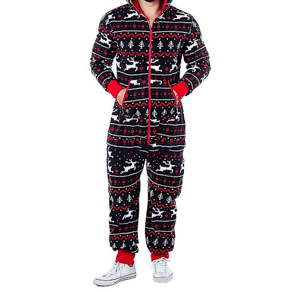 Menn's Cozy Julenisse Onesie Pyjamas, Holiday Voksen Cozy Jumpsuit-mxbc style 8 L