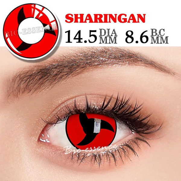 Tib 1 Pari Sharingan Piilolinssit Silmille Cosplay-Linssit Anime-Linssit Uchiha Sasuke Kakashi-Linssit Anime-Tarvikkeet (FMY) Sharingan