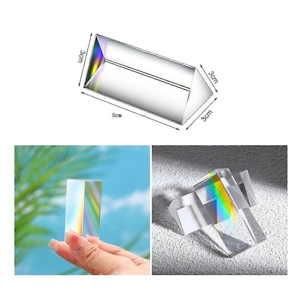 4 stk Klare Trekantede Prismer for Regnbue Lys Krystall Optiske Prismer Glass Fysikk Undervisning Refraksjon Transparent