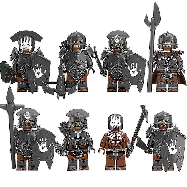 8pcs The Lord Of The Rings Series Minifigures Building Blocks Kit, Soldiers Warrior Mini Action Figures Toy For Children  (FMY)