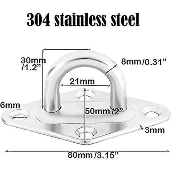 Hängmattshängsats, m8 upphängningskrokar i rostfritt stål, kraftiga hängmattskrokar
