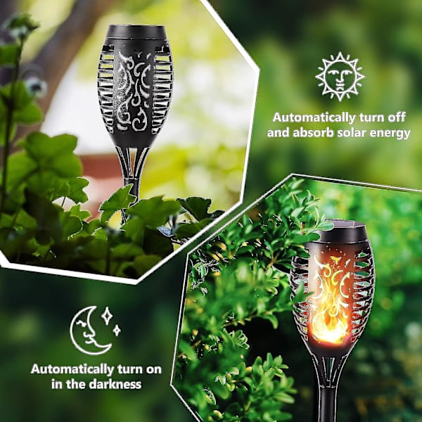 2024 Utomhus Solflamlampor - 6-pack Vattentäta Solfacklor, Solflimmerande Flamlampa För Dekoration, Trädgård, Uteplats, Stigen, Gräsmatta Utomhus Sol