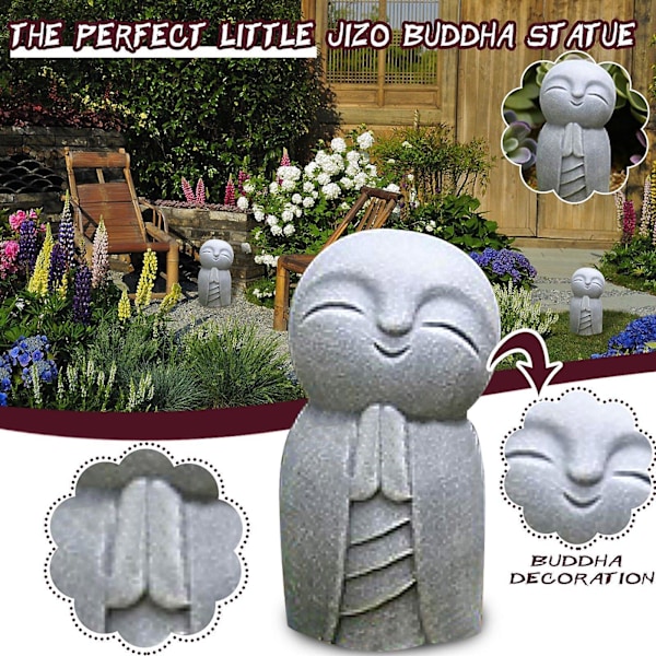 Jizo-statue - Den perfekte lille Jizo Buddha for hjemmet eller hagen - Utendørs dekorasjon Gray