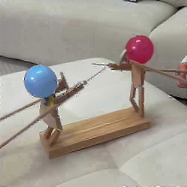 Ballon Bambusmand Duel, 2024 Ny Håndlavet Træ Fægtespil Dukker, Træ Bots Duel Spil For 2 Spillere, Hurtigt Ballonkamp Fest Spil Wood Board Thickness 3 mm