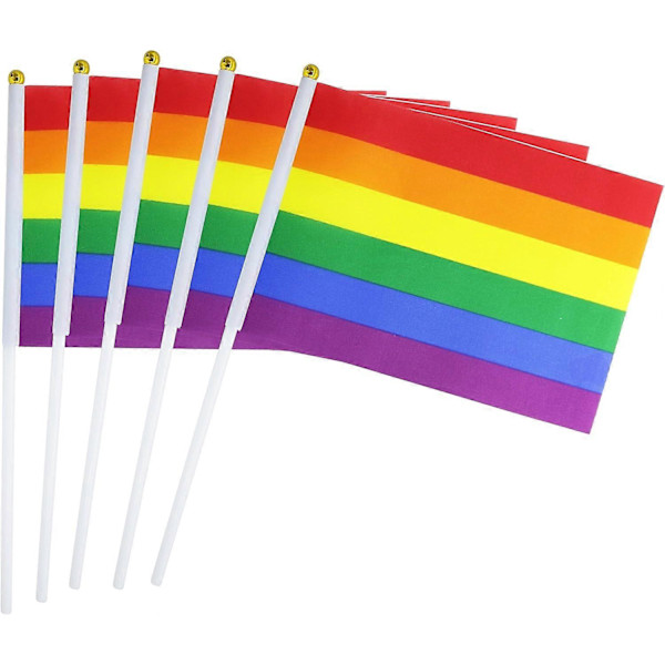 50 Pack Rainbow flag Small Mini Flag Hand Held Flag Stick Flag Rainbow FlagParty Decorations Supplies