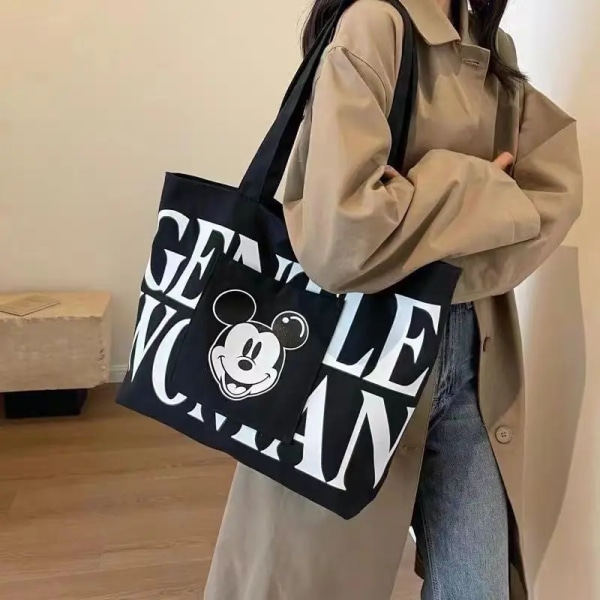 Stor kapasitet tote bag for kvinner Kawaii Mickey Mouse bokstav lerret skulder veske jenter tegneserie Minnie Mouse vesker B