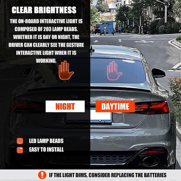 Road Mate Håndsignal, Bil LED Fingerlys med Fjernkontroll Men