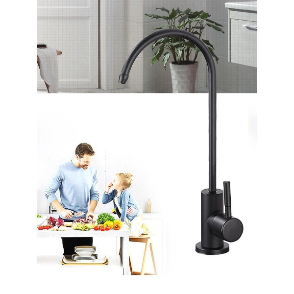 Gooseneck Vandfilterarmatur Vandhane Omvendt Osmose Drikkervandsfilterarmatur Rustfrit Stål G1/2 & G1/4 Muligheder Js Black G1-4