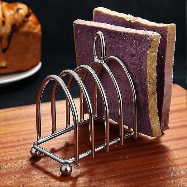 Toast Brød Rack Holder 6 Rustfritt Stål Toast Rack Med Kuleføtter Og Løkke Bærehåndtak [DB]