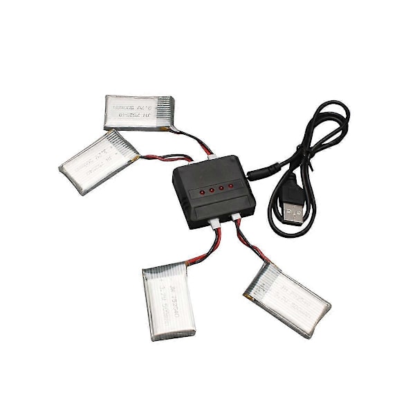 4 stk. 3,7v 500mah Genopladeligt Lipo Batteri Med Oplader Til Syma X5c / X5sc Rc Quadcopter