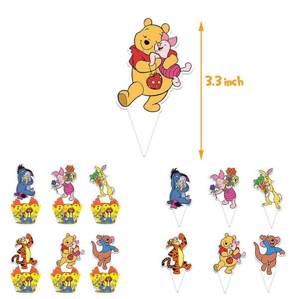 Winnie The Pooh Festartikler Dekorasjoner Ballonger Banner Kakepynt Cupcake Toppers Sett Gaver  (FMY)