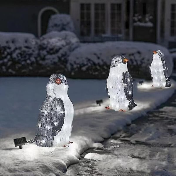 3pc Light-up Penguin  Outdoor Decorations With Led Garden Lights_y