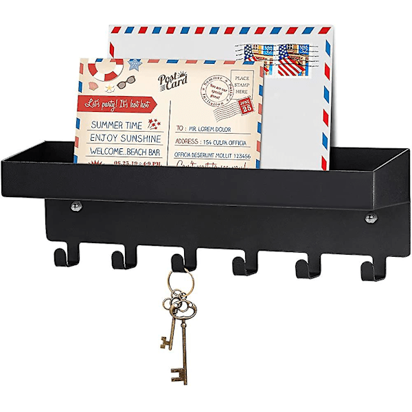 Key Rack, Key Holder Wall, Metal Key Rack With Shelf, Key Hook Hanger Organizer