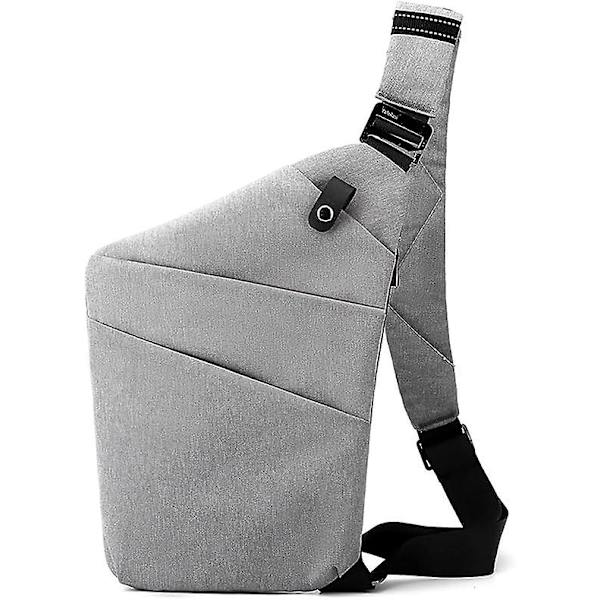 Slingväska, lätt crossbody axelväska bröstväskor dagryggsäck, en rem anti-stöld slingväska för kvinnor män DB grey right shoulder