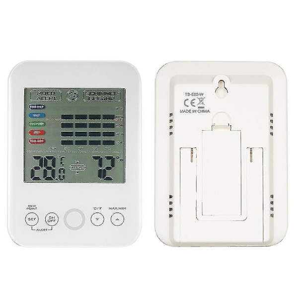 Digital Fuktighetsmätare Termometer Mögelalarm och LCD-Skärm Pekskärm Inomhus Termometer