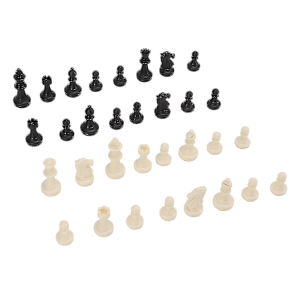 Endast Schackpjäser Ps Plast Ersättning Mini Schackpjäser Figuriner 49mm Höjd Kung För Fest Avkoppling (utan Schackbräde) Black White